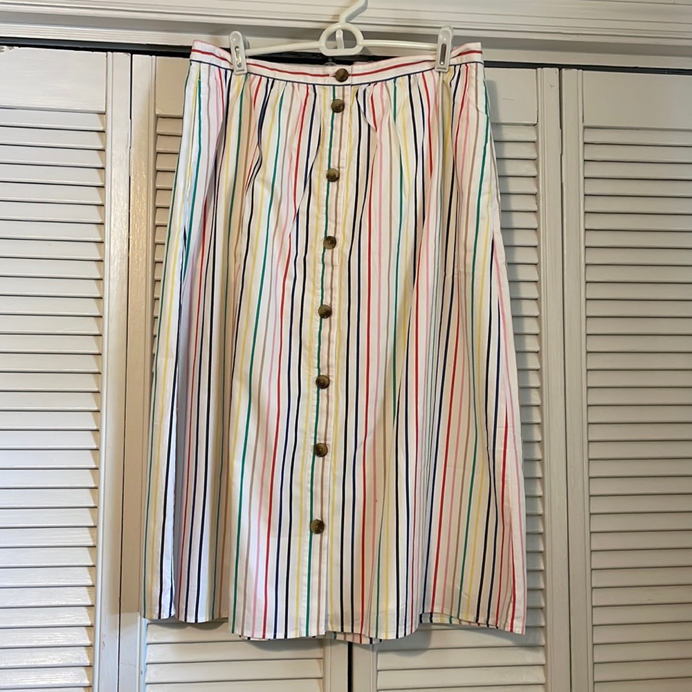 J. Crew Rainbow Striped A-Line Skirt